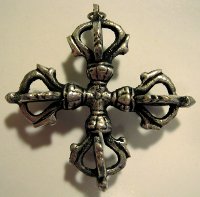 Купить Подвеска двойная ваджра (белый металл) в интернет-магазине Dharma.ru