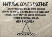 Купить Natural Cones Incense Cedar Wood (Натуральное конусное благовоние Кедр), 25 конусов по 3 см в интернет-магазине Dharma.ru